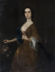 Porträt einer Dame im roten Kleid